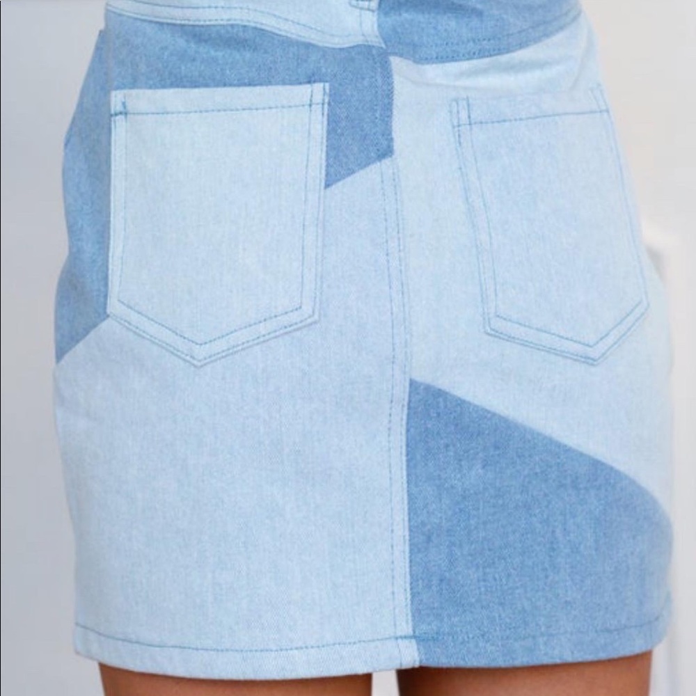 color block denim skirt